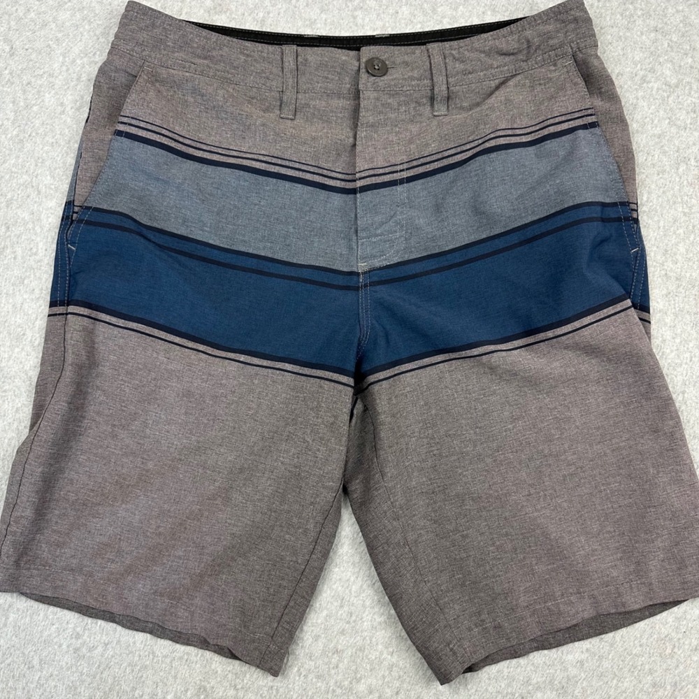 Valor Mens Hybrid Walk Shorts Grey Blue Striped Size 29‎ Quick Dry Surf Casual